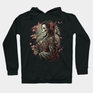 Neo-Gothic Cyber Reaper Floral Skull Hoodie